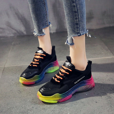 Black Crystal Chunky Sneakers