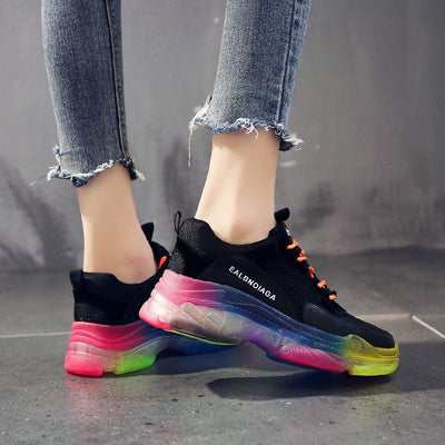 Black Crystal Chunky Sneakers