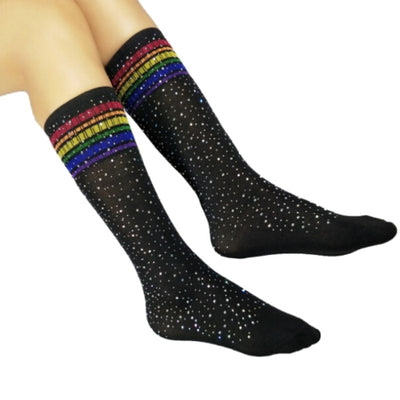 Black Ladies High Rainbow Rhinestone