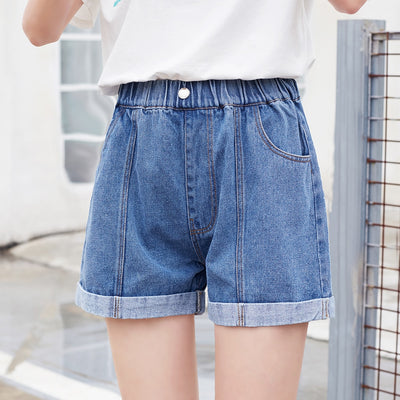 High Blue Elastic Denim Short